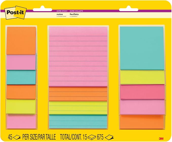 Post-it Super Sticky Notes, Supernova Neons, 15 Lined Pads | School Supplies by Unknown