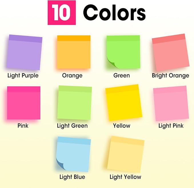 30 Pads Sticky Notes 3x3, Self-Stick Pads Bulk Bright Colors, School Supplies - Image 2