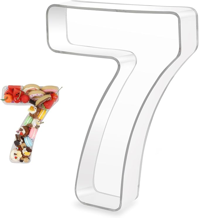 10" 7 Clear Acrylic Number Charcuterie Board Box, Reusable Fillable Decorative by Esmorah