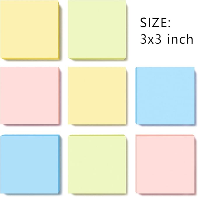 Phthdoty 8 Pads Pop Up Sticky Notes 3x3 Refills Pastel Colors Self-Stick Notes - Image 2