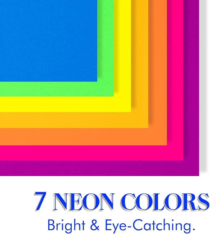 Index Cards 210-Count 4x6 Inch, 178GSM Heavyweight Set of 7 Fluorescent Colors - Image 2