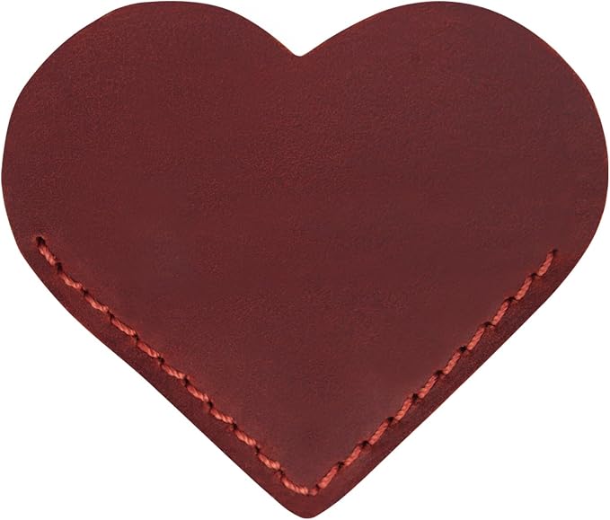 Jack&Chris Genuine Leather Heart Bookmark, Handmade Stitched Corner Page by JackChris
