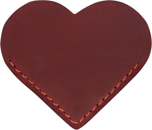 Jack&Chris Genuine Leather Heart Bookmark, Handmade Stitched Corner Page by JackChris