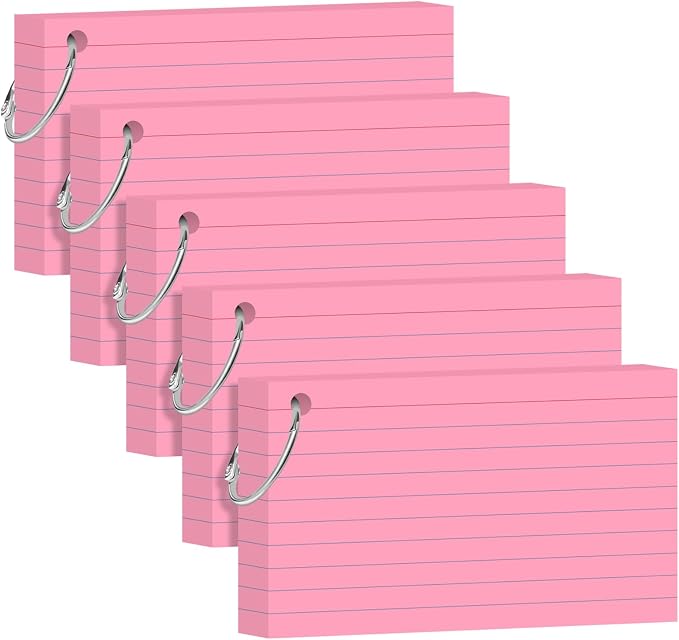 Pink Index Cards 3x5 Inch Lined Flash Cards by YAGUAO