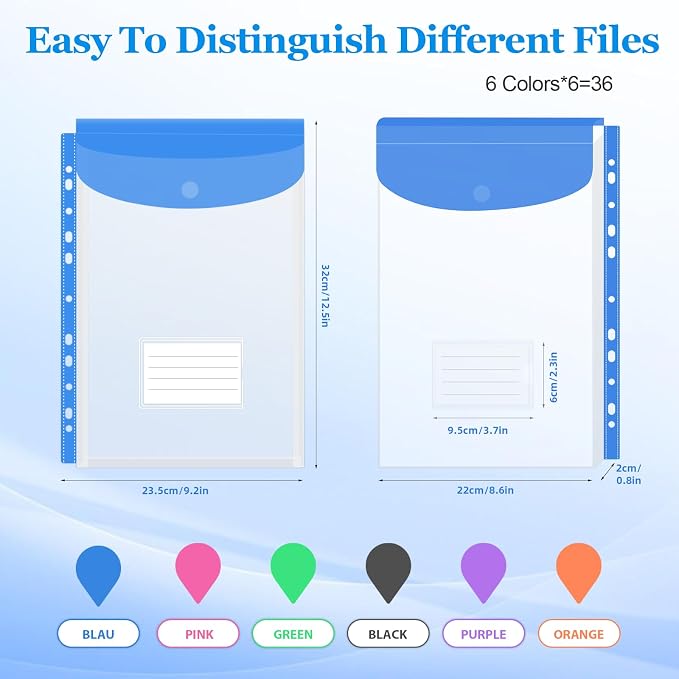 36 Pack Binder Folders with Pockets 11 Holes Expandable Dividers - Image 3