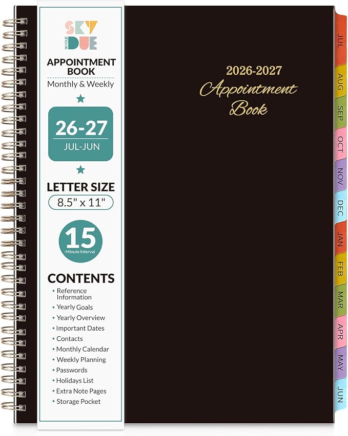 SKYDUE Appointment Book 2026-2027, Academic Hourly Planner from July 2026 by SKYDUE