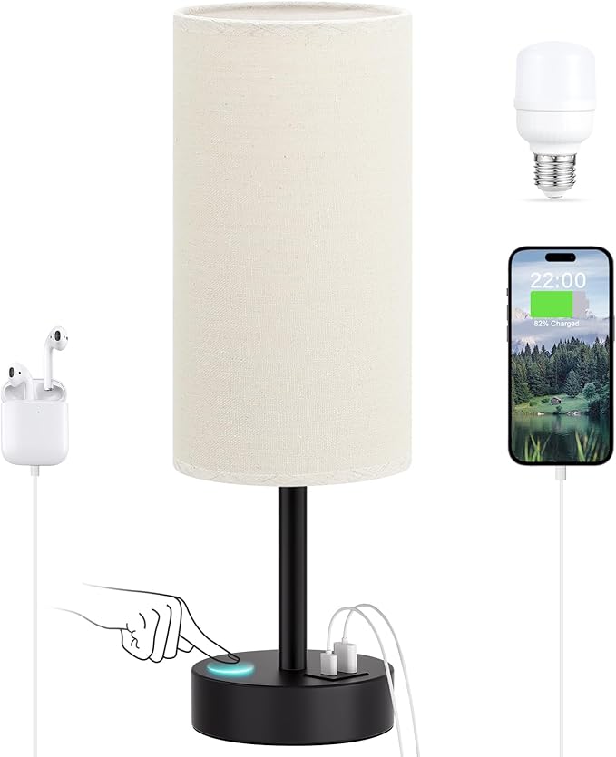 Dicoool Beige Touch Lamp for Bedroom by DicooolDirect