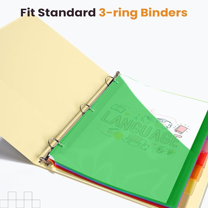 Sooez 48 Count Dividers with Pockets, 8 Tabs Binder Dividers - Image 7
