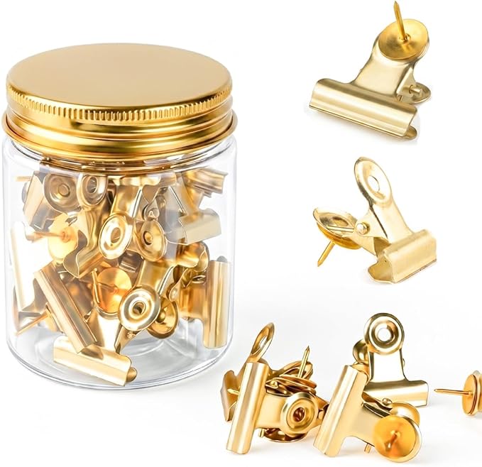 30PCs Golden Push Pins Clips Thumb Tacks by Modpion