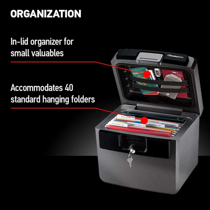 SentrySafe Black Fireproof and Waterproof Safe, File Folder and Document Box - Image 5