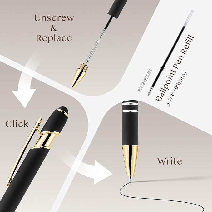 LINFANC 36pcs Ballpoint Pen Refills Black Ink Medium Point 1.0mm Tip Smooth - Image 5