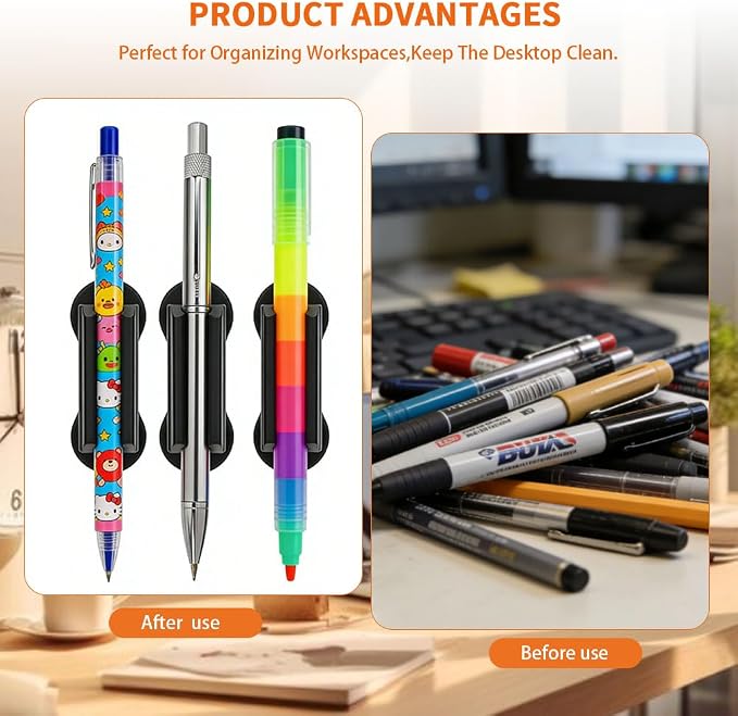 40 PCS Adhesive Pencil Holders for Desk, Flexible Pen Holder - Image 4