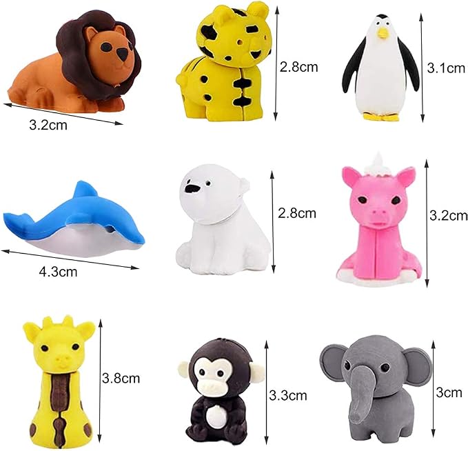 URSKYTOUS 46Pcs Animal Erasers Desk Pets - Image 7