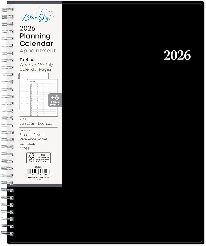 Blue Sky 2026 Weekly and Monthly Appointment Planner Calendar, January 2026 by BlueSky