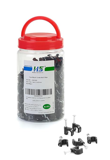 HS Electrical Cat6 Coaxial Cable Clips Outdoor 500 Pack Nail-in Wire Clamps by HS