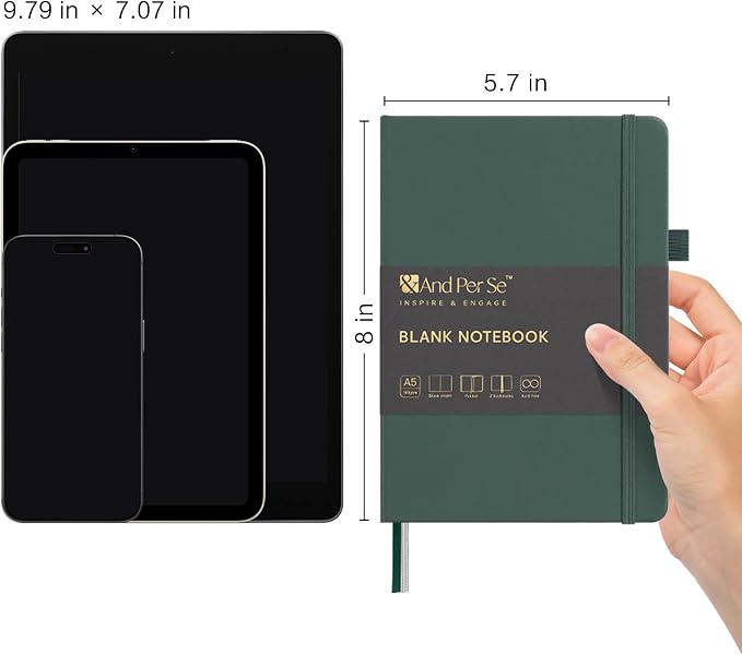 &And Per Se Blank Sketch Notebook, A5 Hardcover, 160 Pages 100gsm Thick Paper - Image 2