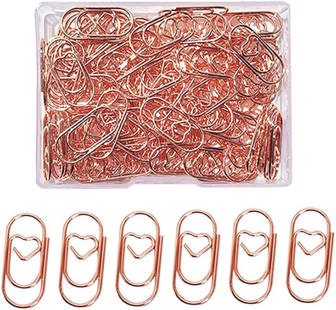 200 Pack Love Heart Shaped Paper Clips, Mini Paperclips Papers, 0.8inch Small by Unknown