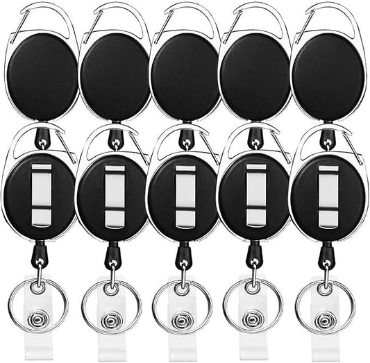 Retractable Badge Holder with Carabiner Reel Clip and Key Ring by moeverEx