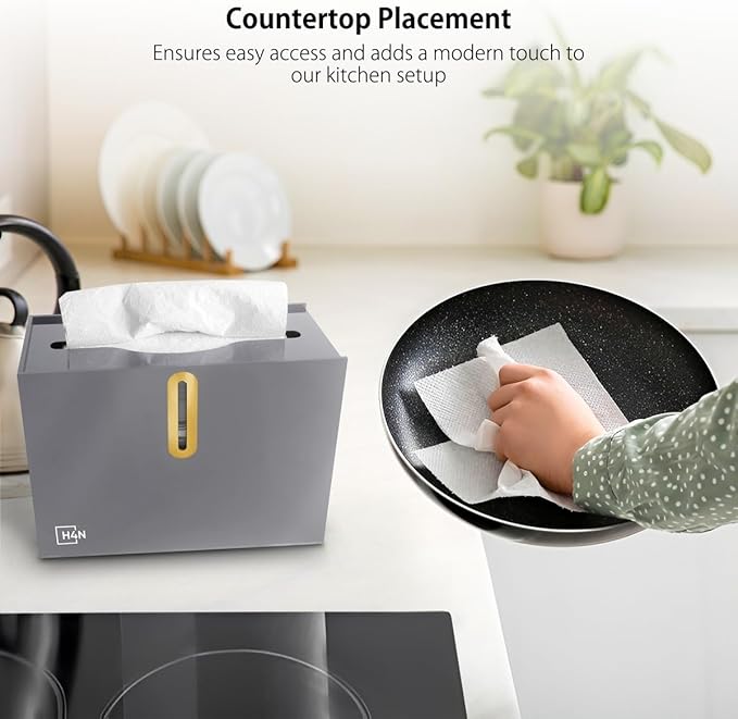 H4N Multifold Hand Paper Towel Dispenser Countertop, Compact Design, Single Sheet Dispensing for Home and Commercial Use, Gray-DeskLoop Office