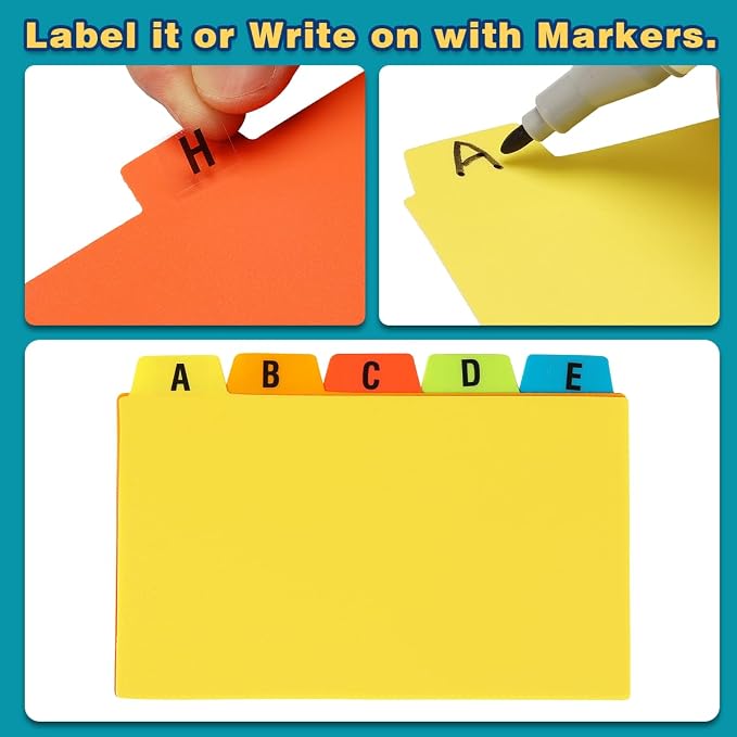 Chell 3x5 Plastic Index Card Dividers, Heavyweight Poly Index Card Guides A-Z - Image 5