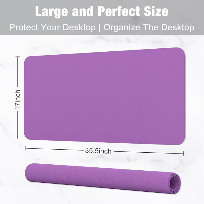 Hsurbtra Desk Pad, 35.5" x 17" PU Leather Desk Mat, XXL Extended Mouse Pad - Image 3