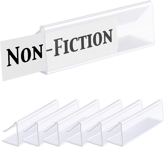 GlossyEnd Pack of 25 Clear Plastic Shelf Label Holder, Wood Shelf Sign and by GlossyEnd
