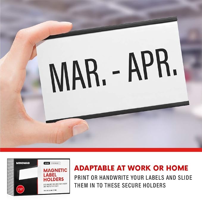 25pcs Magnetic Label Holders 3x5 Inches | C Channel Magnetic Index Card Holder - Image 3