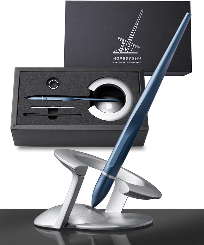 novium Hoverpen Interstellar - Futuristic Luxury Pen Made With Aerospace Alloys, Unique Aesthetic, Free Spinning Executive Pen, Gifts for Men & Women (Neptune Blue)-DeskLoop Office