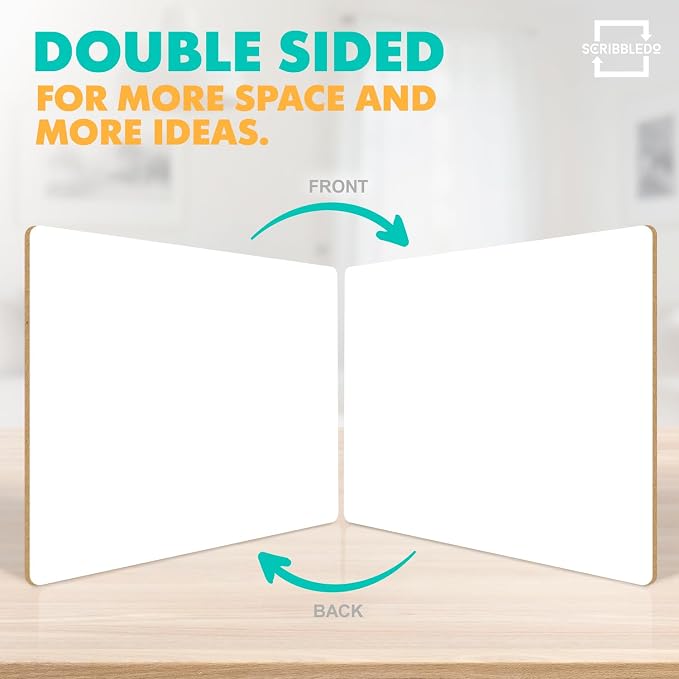 SCRIBBLEDO Small Dry Erase Boards 3 Pack 9x12 Double Sided Whiteboard | 3 - Image 2