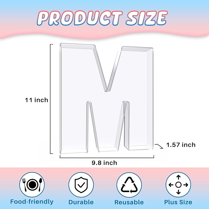 11" Acrylic Letter Charcuterie Box, Reusable Fillable Alphabet Number Shaped - Image 2