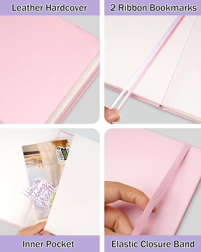 Dynta Blank Journal Notebooks for Women Men, 6 Packs A5 Hardcover Sketchbook - Image 3