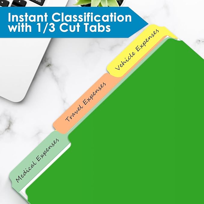 Two Tone Color File Folders 8.5 x 11 Inch, 1/3 Cut Tab File Folder Letter Size - Image 3