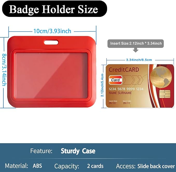 15 Pack Sliding ID Badge Holder Horizontal Hard Plastic Card Case Protector - Image 2