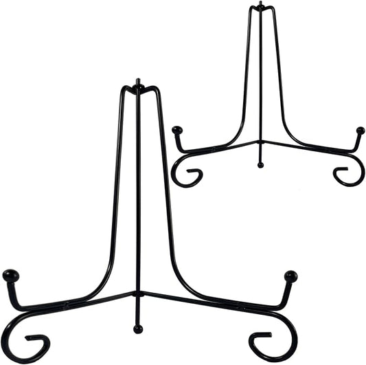 HENABLE 2PCS Premium Black Iron Plate Stands by HENABLE