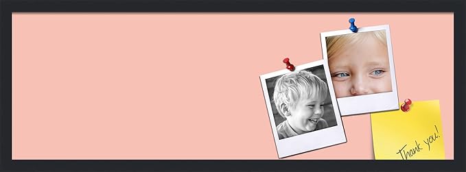 PinPix 36x12 Inch Cork Bulletin Board. This Decorative Framed Pin Board Comes with Pink Pastel Design and a Satin Black Frame. Ideal for Home Office Decor or Message Board (PinPix-1813)-DeskLoop Office