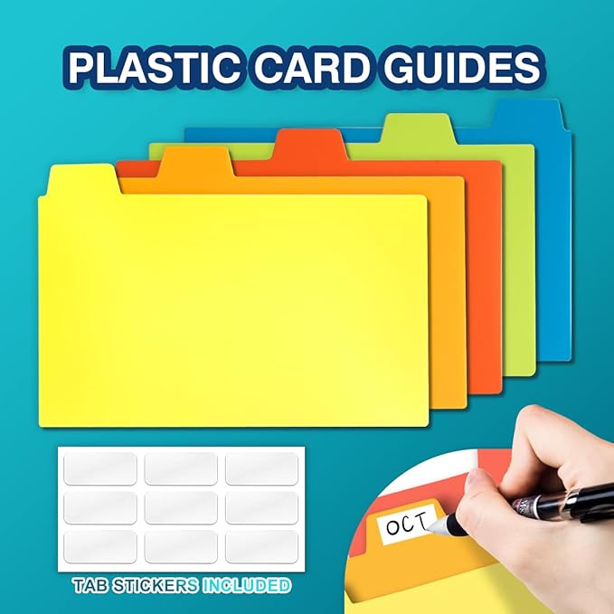 H4D 3x5 Index Card Case with 100 Heavyweight Ruled Index Cards and Dividers, Black-DeskLoop Office