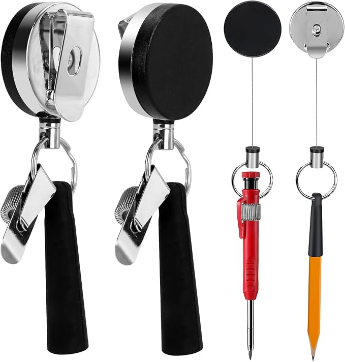 2 Pack 35" Steel Wire Heavy Duty Retractable Pull Pen Pencil Holder, Flexible by pasezenn