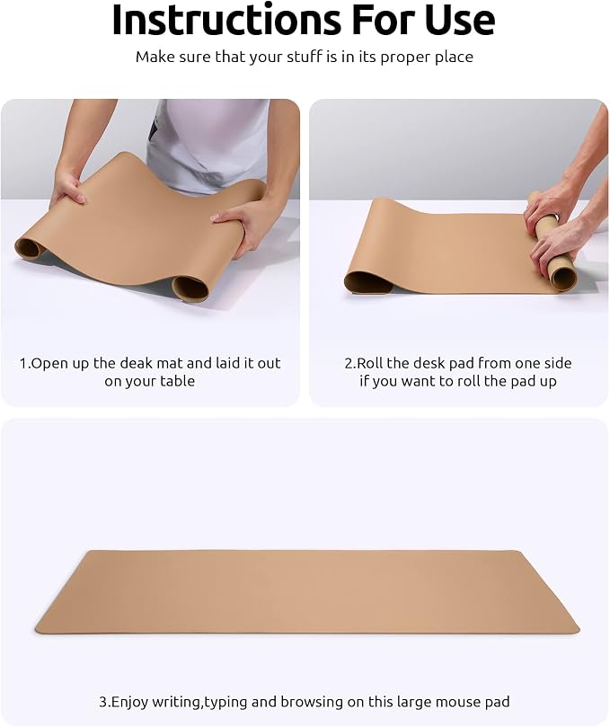 YSAGi Leather Desk Protector, Office Mat, Large Mouse Mat, Non-Slip PU Leather - Image 9
