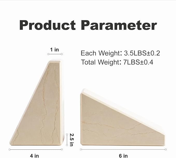 Marble Bookend for Heavy Books, Decorative Bookends for Shelves, Durable and - Image 5
