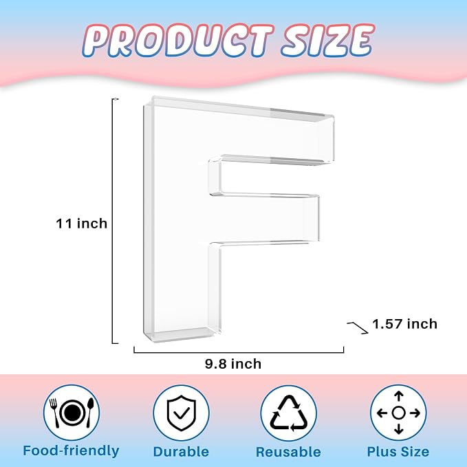 11" Acrylic Letter Charcuterie Box, Reusable Fillable Alphabet Number Shaped - Image 2