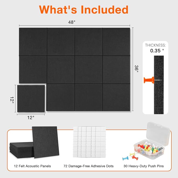 Large Cork Boards for Walls 48" x 36", 12 Pack Bulletin Boards Alternative Cork - Image 3