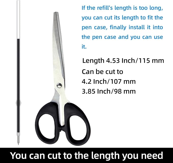 4.53 Inch Retractable Ballpoint Pen Refills, 1 mm Medium Tip Ink Pen Refills - Image 3