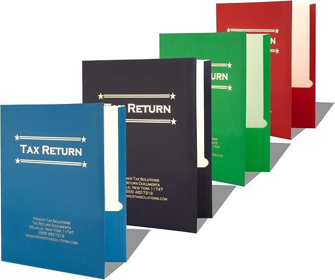 Tax Return Pocket Folders, Custom Printed Gold Foil Presentation Covers by Custom