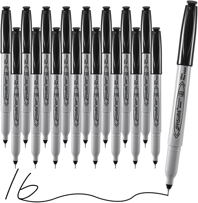 Permanent Markers, Ultra Fine Point, Fine tip permanent marker set, quick dry by Affisure