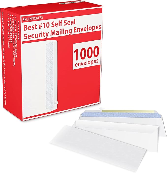 #10 Envelopes Letter Size Self Seal | 1, 000 Business Mailing Security Peel and - Image 3
