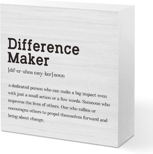 Difference Maker Definition Home Office Decor Wooden Box Sign Motivational by Unknown