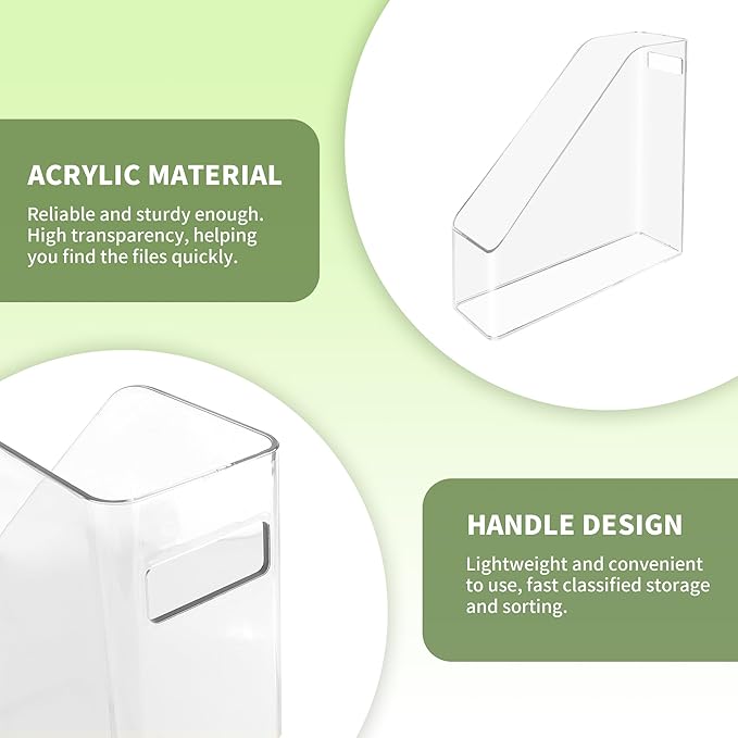 2 Pcs Acrylic Magazine File Holder Clear Plastic Magazine Holder - Image 3