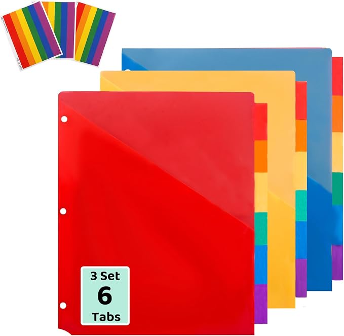 Binder Dividers with Tabs and Pockets, Letter Size by Unknown