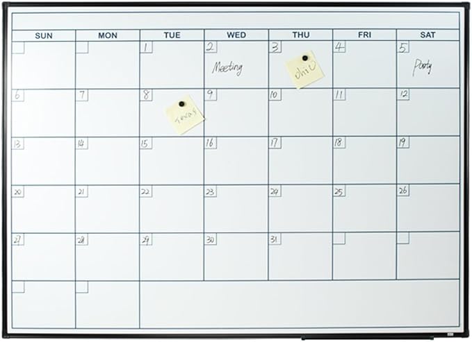 Lockways Dry Erase Calendar Whiteboard, Magnetic White Board Calendar Monthly 48 X 36 Inch, Ultra-Slim Black Aluminium Frame-DeskLoop Office