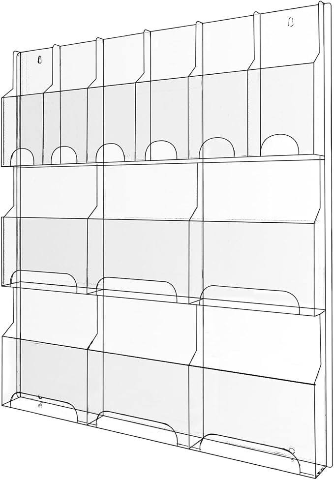 Acrylic Brochure Pamphlet Holder, 6 Magazine Holders and 6 Pamphlet Holders by Nalwort